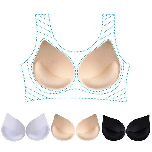 1pair Thick Sponge Bra Pads for Women Swimsuit Breast Push Up Breast Enhancer Removeable Bra Pads Inserts Cups Bra Accessories - Nouti.market