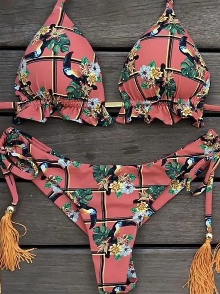 2021 Sexy Bikini Set 2 piece Hot Stamp Sport Swimwear Women Beachwear Push - Up Padded Swimsuit Bodysuit Exquisite Bather - Nouti.market