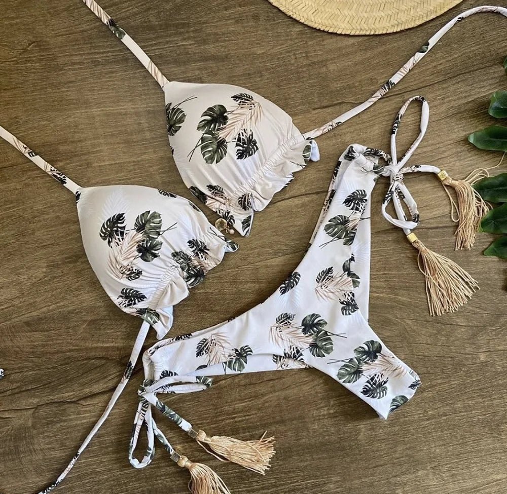 2021 Sexy Bikini Set 2 piece Hot Stamp Sport Swimwear Women Beachwear Push - Up Padded Swimsuit Bodysuit Exquisite Bather - Nouti.market