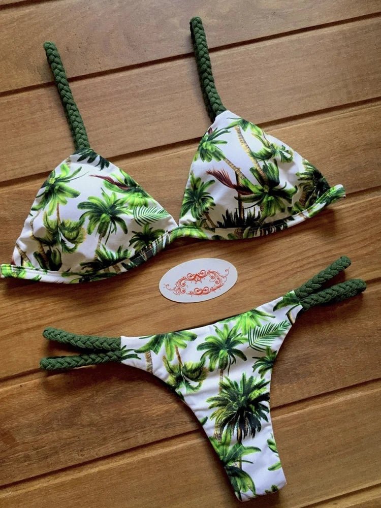 2021 Sexy Bikini Set 2 piece Hot Stamp Sport Swimwear Women Beachwear Push - Up Padded Swimsuit Bodysuit Exquisite Bather - Nouti.market