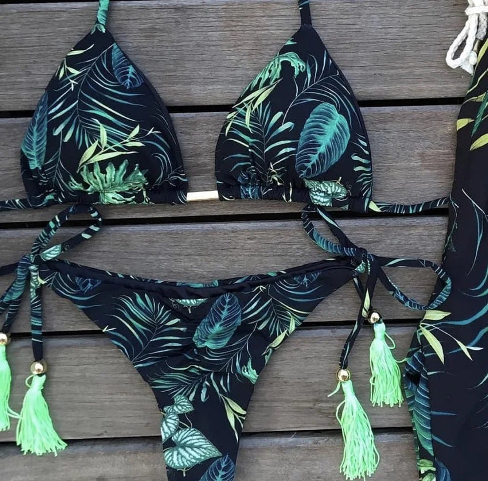 2021 Sexy Bikini Set 2 piece Hot Stamp Sport Swimwear Women Beachwear Push - Up Padded Swimsuit Bodysuit Exquisite Bather - Nouti.market