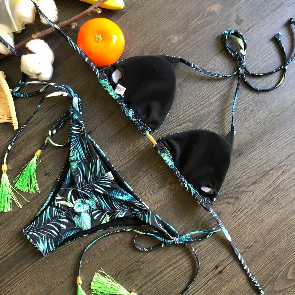 2021 Sexy Bikini Set 2 piece Hot Stamp Sport Swimwear Women Beachwear Push - Up Padded Swimsuit Bodysuit Exquisite Bather - Nouti.market