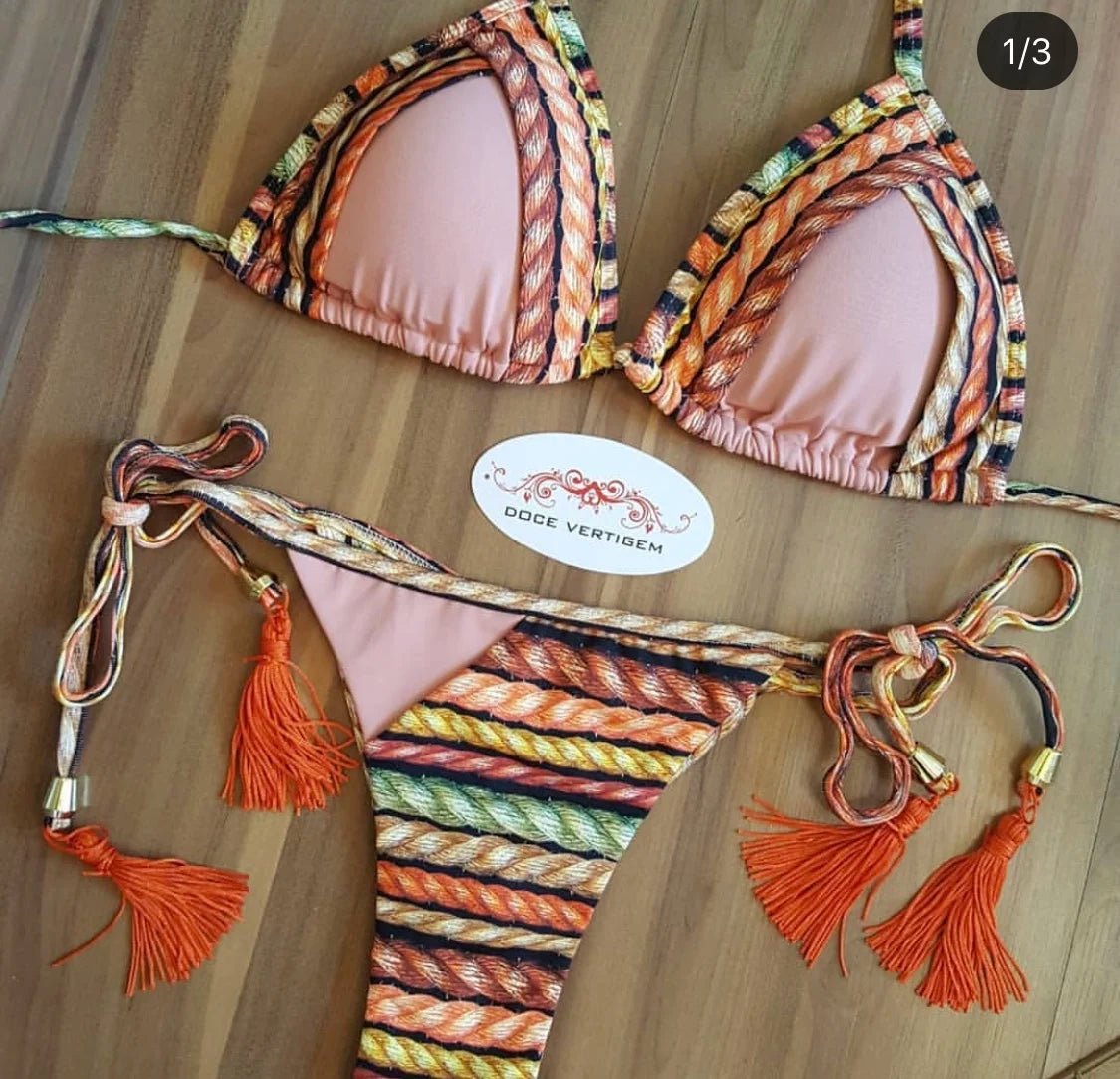 2021 Sexy Bikini Set 2 piece Hot Stamp Sport Swimwear Women Beachwear Push - Up Padded Swimsuit Bodysuit Exquisite Bather - Nouti.market