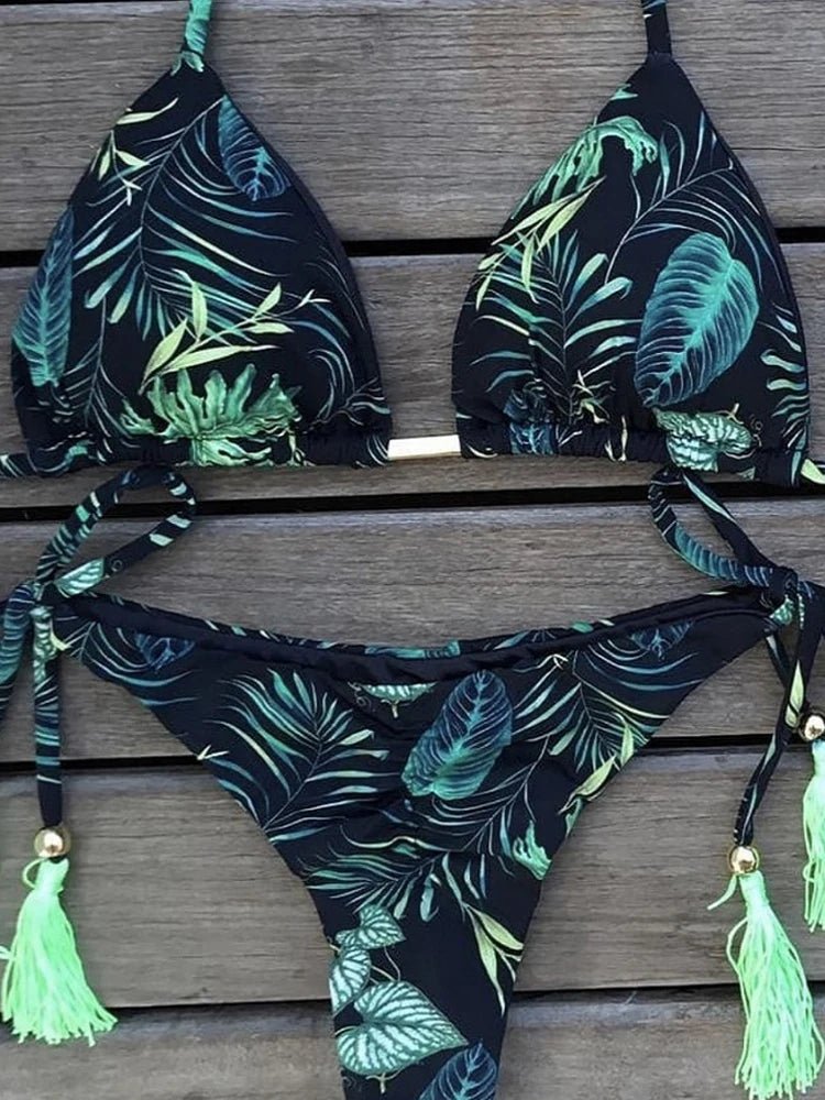 2021 Sexy Bikini Set 2 piece Hot Stamp Sport Swimwear Women Beachwear Push - Up Padded Swimsuit Bodysuit Exquisite Bather - Nouti.market