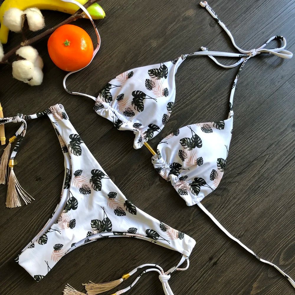 2021 Sexy Bikini Set 2 piece Hot Stamp Sport Swimwear Women Beachwear Push - Up Padded Swimsuit Bodysuit Exquisite Bather - Nouti.market