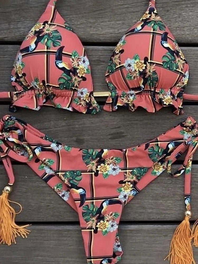 2021 Sexy Bikini Set 2 piece Hot Stamp Sport Swimwear Women Beachwear Push - Up Padded Swimsuit Bodysuit Exquisite Bather - Nouti.market