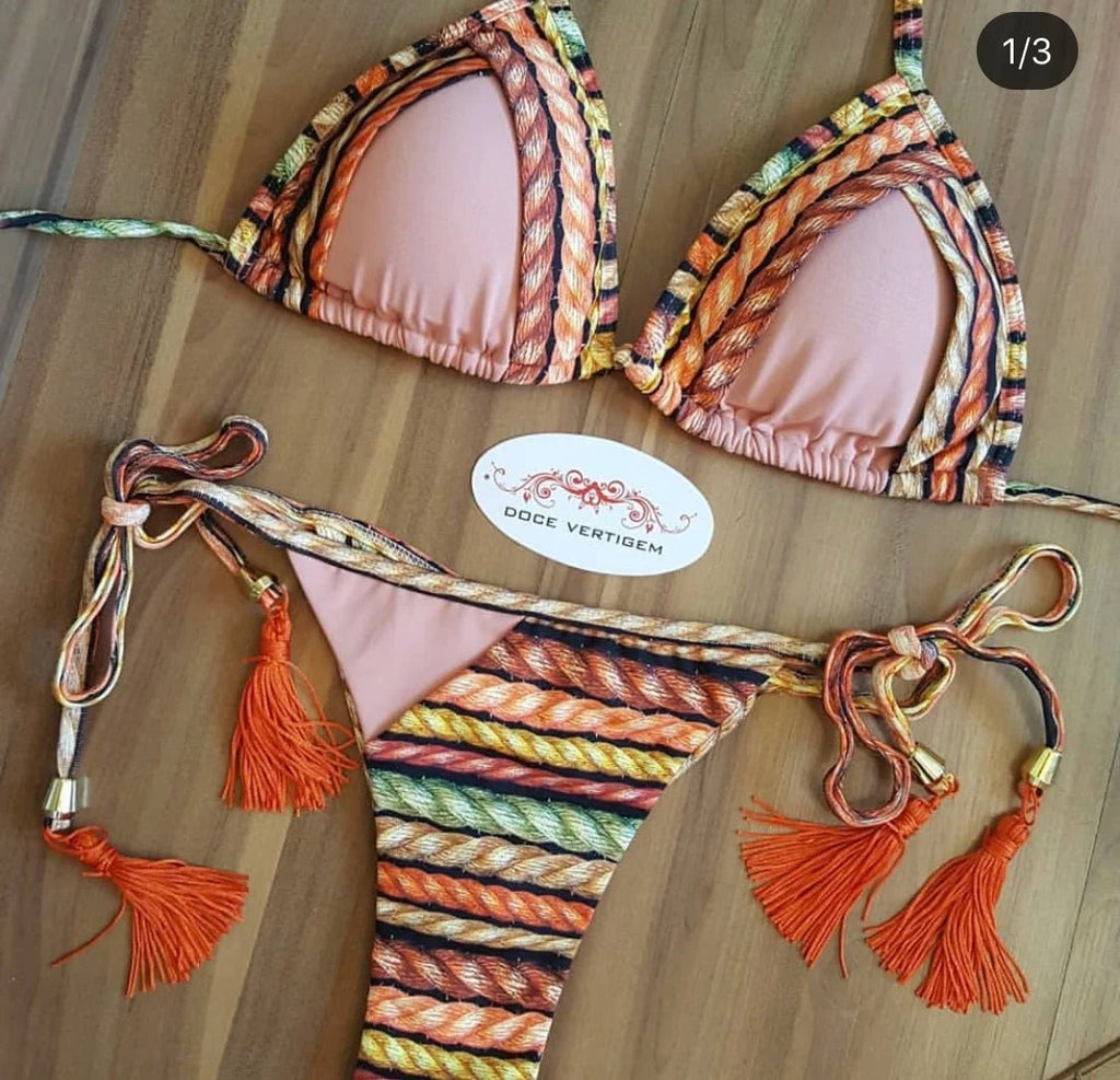 2021 Sexy Bikini Set 2 piece Hot Stamp Sport Swimwear Women Beachwear Push - Up Padded Swimsuit Bodysuit Exquisite Bather - Nouti.market
