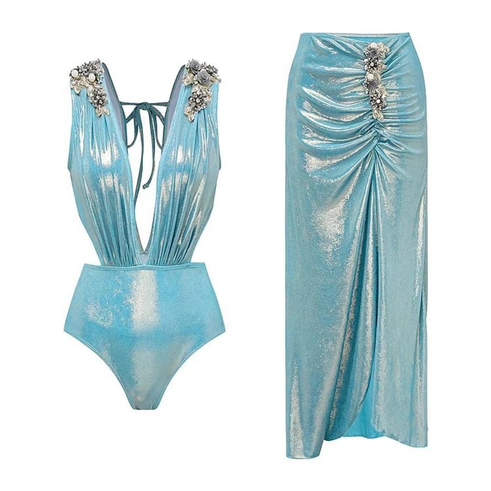 2025 3D Flower Bikini Bandage Swimsuit High Waist Swimwear for Women Brazilian Bikini 3 Pics Bathing Suits Summer Female - Nouti.market