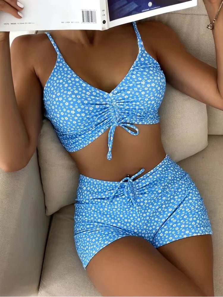 2025 High Waist Bikini Swimsuit Women Push Up Bikini Floral Swimsuit Print Bikini boxers Swimwear Swim Trunks Bathing Suit - Nouti.market