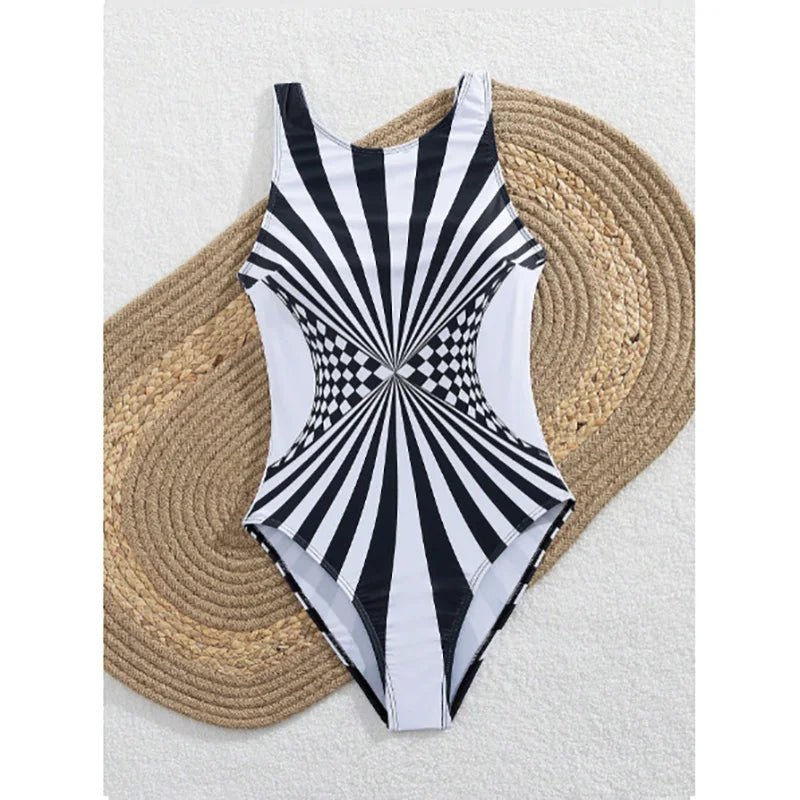 2025 New Sexy Strile One - piece Stylish Swimsuit for Women O Neck Quick Dry Detachable Pads Brazilian Swimming Suit Bikini Set - Nouti.market