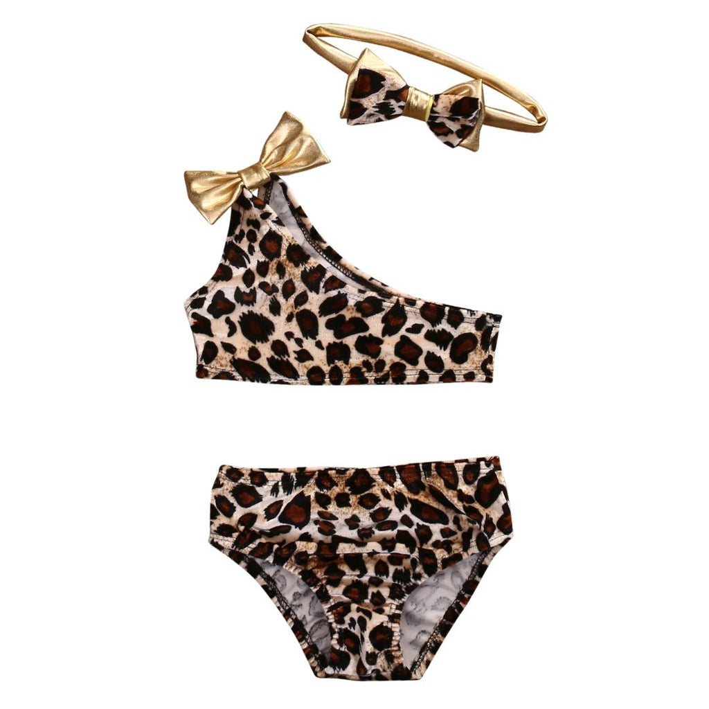 3pcs Leopard Bow baby clothes set Summer Kids Baby Girl Bikini Set Swimwear Swimsuit Bathing Suit - Nouti.market