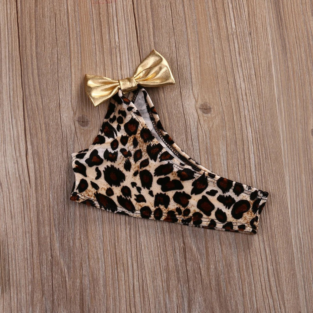 3pcs Leopard Bow baby clothes set Summer Kids Baby Girl Bikini Set Swimwear Swimsuit Bathing Suit - Nouti.market