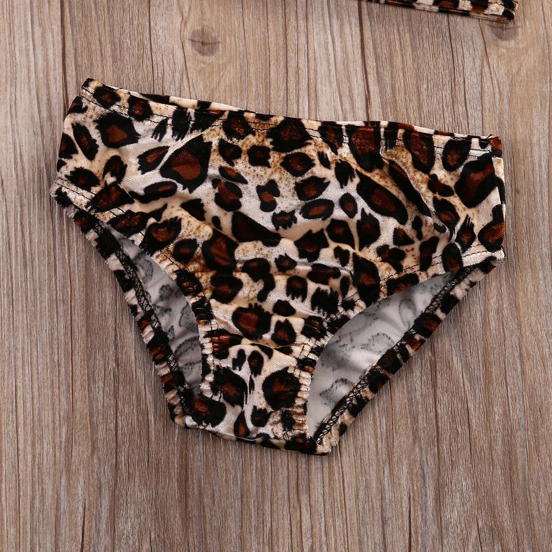 3pcs Leopard Bow baby clothes set Summer Kids Baby Girl Bikini Set Swimwear Swimsuit Bathing Suit - Nouti.market