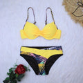 4 Colors Sexy Bikini Women Push Up Swimwear Swimsuit Leaf Print Patchwork Bikinis Set Bathing Suit Beach Bikini Female Biquinis - Nouti.market