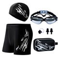 5 Pieces Men Goggles Swimming Cap Pants Outfit Trunks Male Boxer Hot Spring Big Yards Loose Bathing Suit Adult Mone Swimsuit - Nouti.market