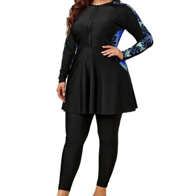 Swimwear 2026 Woman Tankini Long Sleeve Beachwear Tankini Top Slimming Plus Size Swim Top Black Solid Two Piece Swimsuit
