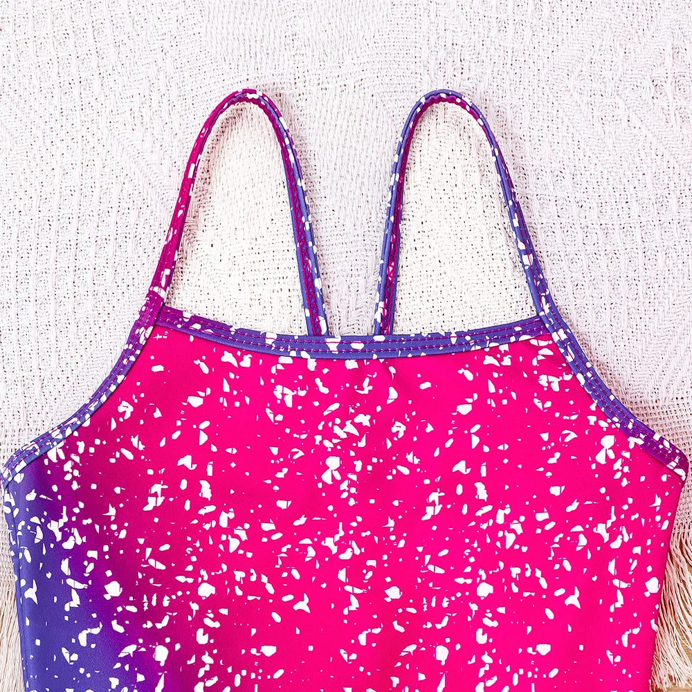 Girls Swimsuit Sport Halter Swimwear Cute Little Kids Sparkle Swimming Costume Quick Dry Beach Bathing Suit