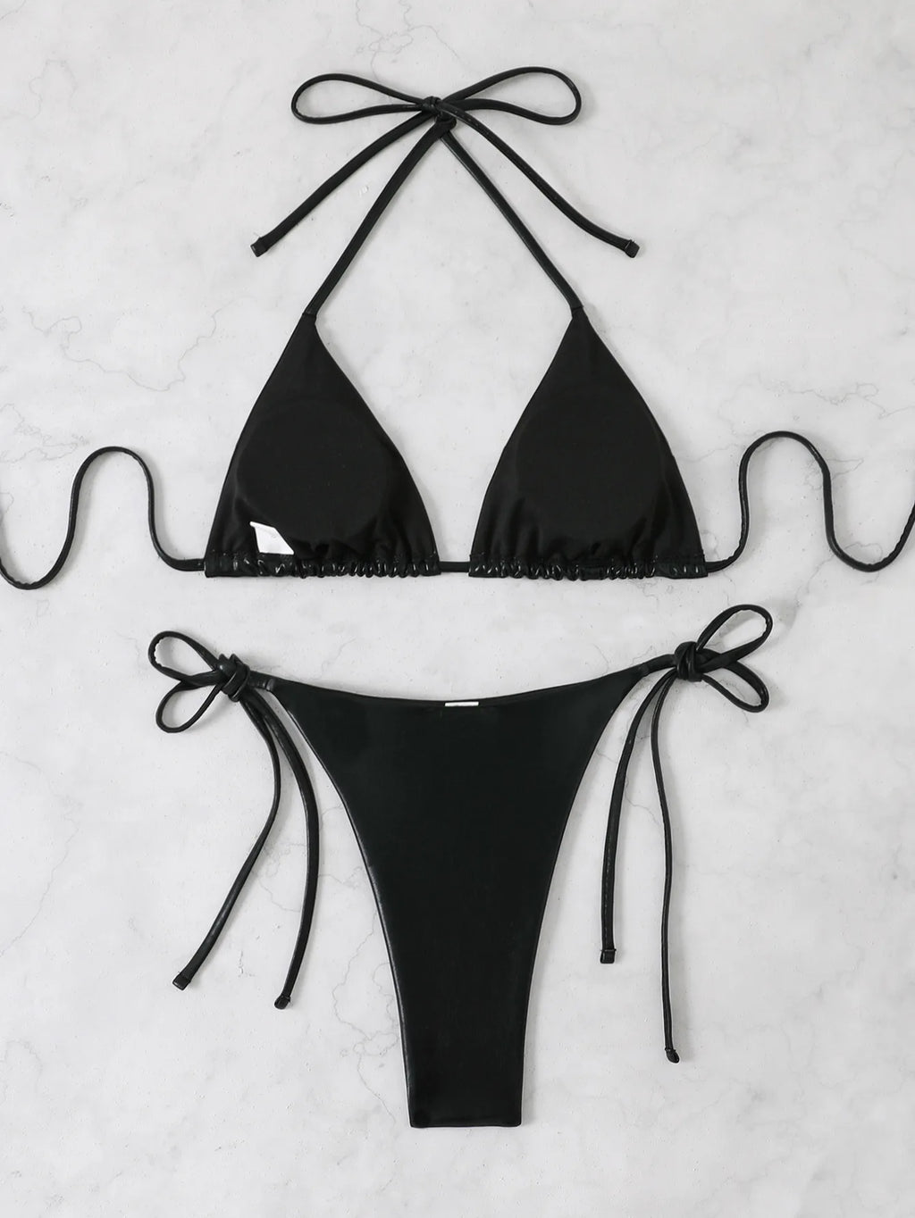 sexy metallic glitter halter tie micro bikinis sets two pieces solid thong bandage swimsuit bathing suit swimwear biquini