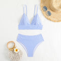 Sexy Striped Bikini Swimsuit Women's Fashionable Two-Piece Swimwear V-Neck Design with Chest Pad No Steel Support