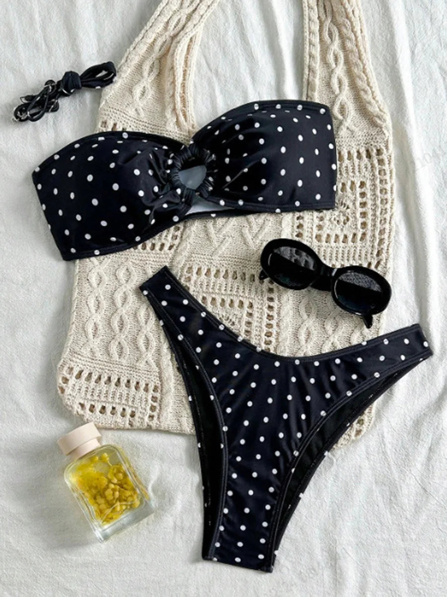 XS - L Polka Dot Bandeau Bikini Women Swimwear Female Swimsuit Two-pieces Bikini Set Brazilian Bather Bathing Suit Swim Lady