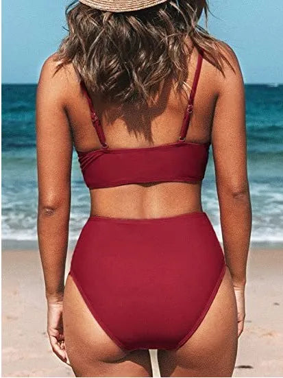 Circyy Sexy Bikini Set Women Halter Low Cut Backless Bathing Suit Holiday High Waiste Thongs Summer 2026 New Chic Split Swimsuit