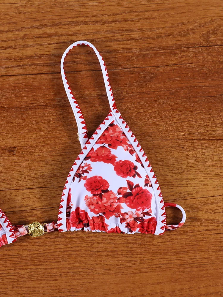 ZRTAK Sexy 2026 Floral Bikini Micro Thongs Bathing Suit Swimsuit Women Biquini Bandage Beachwear Swimwear 2 Piece Bikini Sets