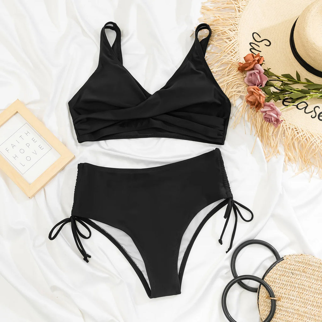 Sexy High Waist Bikini Set 2025 New Push Up Bandage Swimwear Women Print Floral Two Pieces Swimsuit Beach Wear Strappy biquini