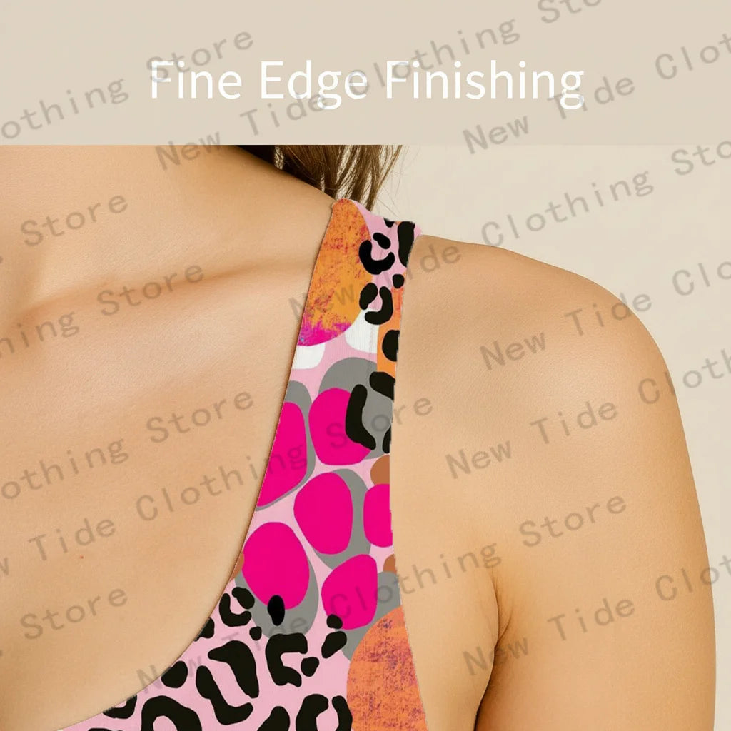 Women's Colorful Leopard Print One-Piece Swimsuit Sleeveless Slim-Fit Bathing Suit for Beach Summer Vacation Pool Outfit