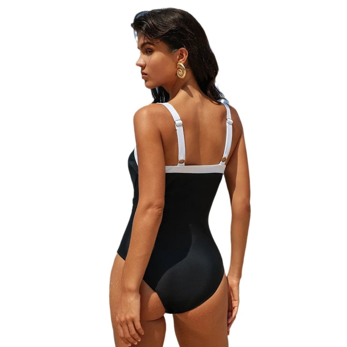 Swimwear Woman One Piece Swimsuit Sleeveless V