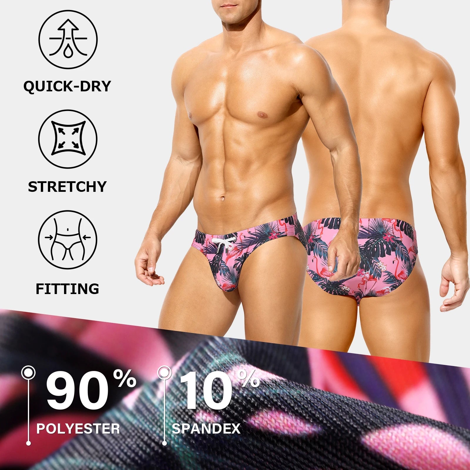 AK No Chafing Tag Men's Polyester Underwear 3D Pouch Mens Swimwear Brief Printed Pattern Brief for Men - Nouti.market