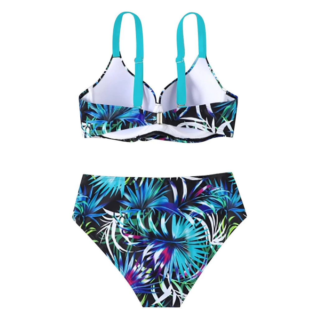 Botanical Print Tankini Swimwear Women'S 2 Piece Bikini Set Summer Sexy Swimsuit 2pcs Beach Bathing Suit Ladies Bikinis Outfit - Nouti.market