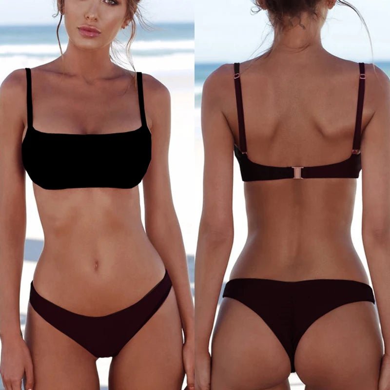 Brazilian Bikini 2022 Bathing Suit Women Swimsuit Plus Size Solid Swimwear Sexy Bandeau Bikini Set Push Up Maillot De Bain Femme - Nouti.market