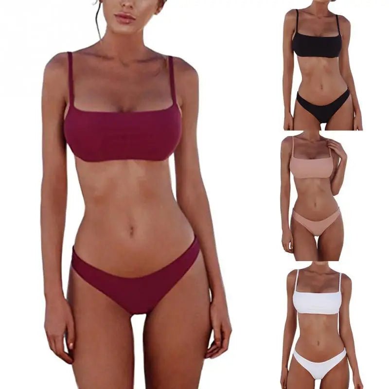 Brazilian Bikini 2022 Bathing Suit Women Swimsuit Plus Size Solid Swimwear Sexy Bandeau Bikini Set Push Up Maillot De Bain Femme - Nouti.market