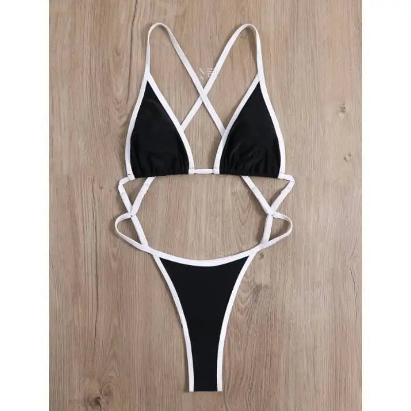 Cikini Summer Beach Women's Contrast Trim Halterneck One - Piece Swimsuit Sexy Swimwear Bathing Suit - Nouti.market