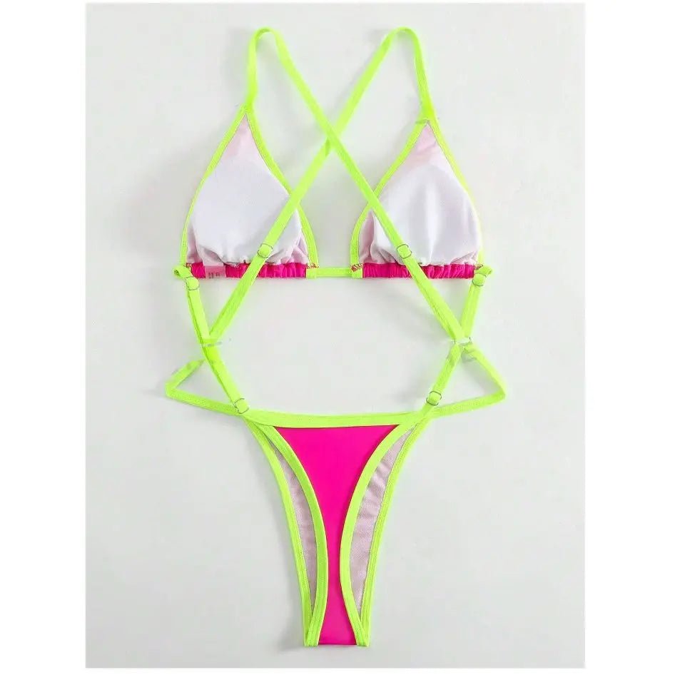 Cikini Summer Beach Women's Contrast Trim Halterneck One - Piece Swimsuit Sexy Swimwear Bathing Suit - Nouti.market