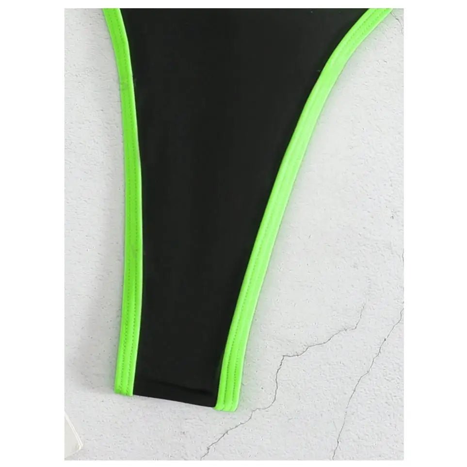 Cikini Summer Beach Women's Contrast Trim Halterneck One - Piece Swimsuit Sexy Swimwear Bathing Suit - Nouti.market