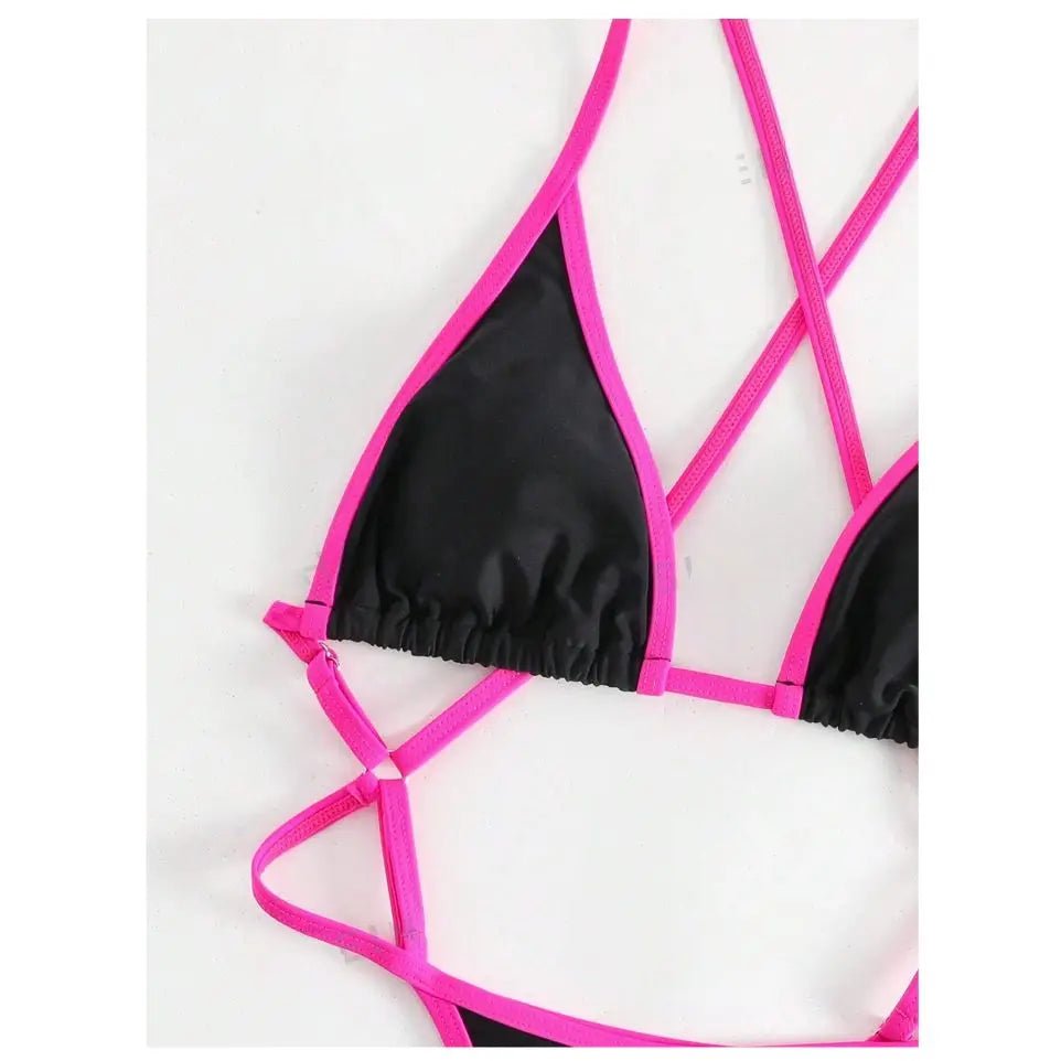 Cikini Summer Beach Women's Contrast Trim Halterneck One - Piece Swimsuit Sexy Swimwear Bathing Suit - Nouti.market