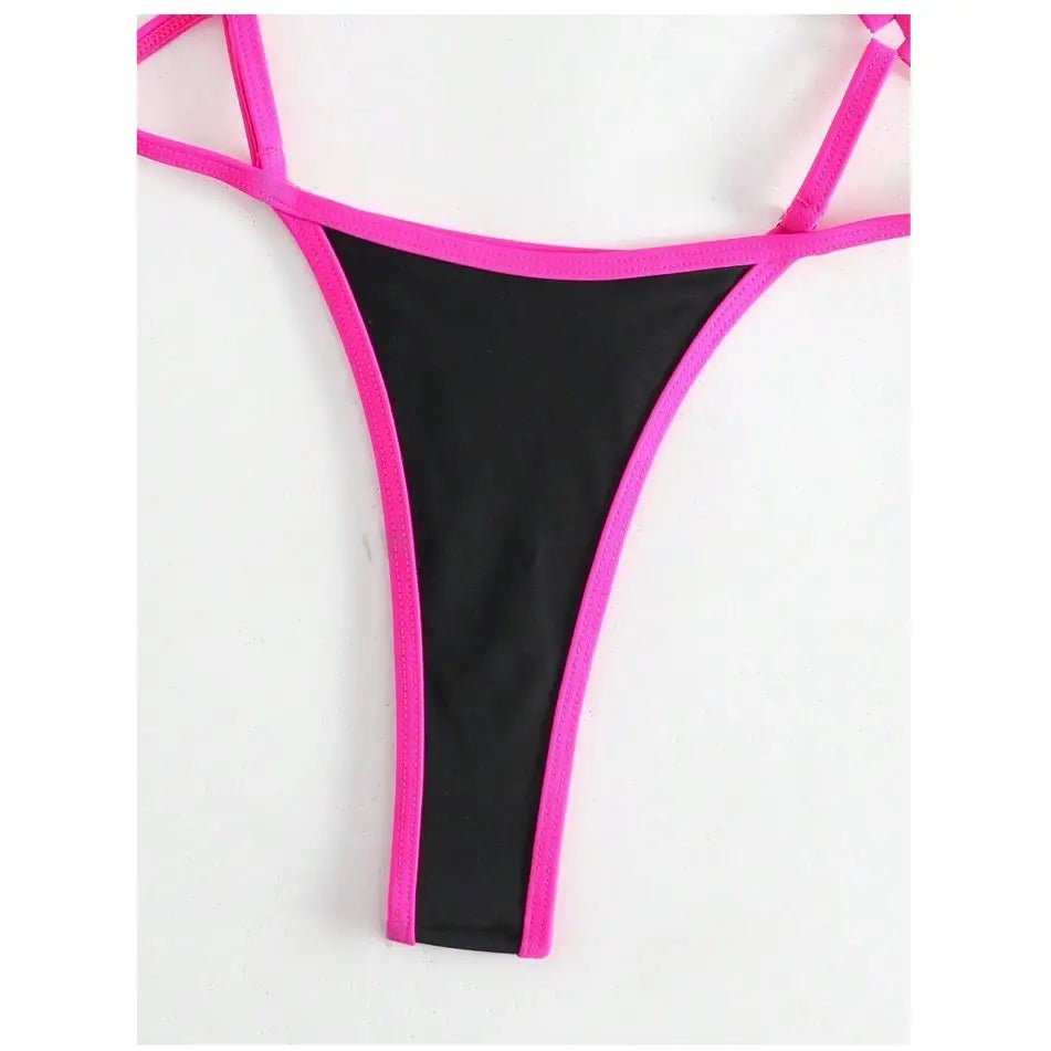 Cikini Summer Beach Women's Contrast Trim Halterneck One - Piece Swimsuit Sexy Swimwear Bathing Suit - Nouti.market
