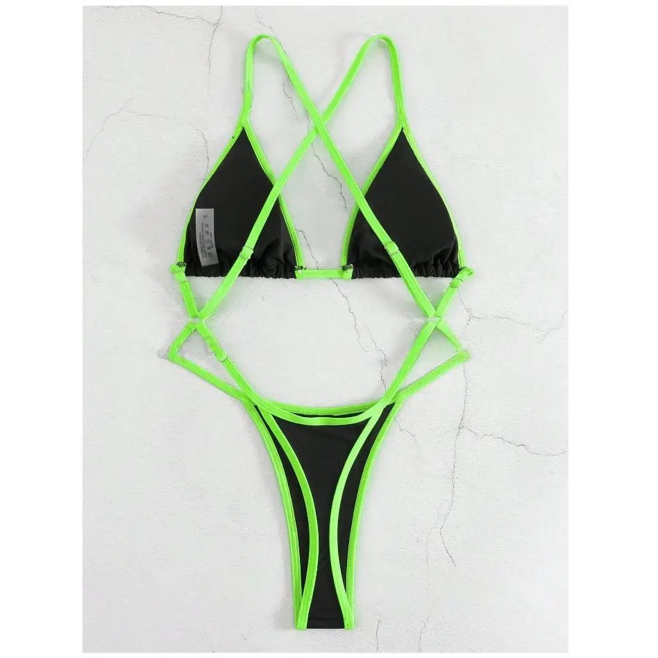 Cikini Summer Beach Women's Contrast Trim Halterneck One - Piece Swimsuit Sexy Swimwear Bathing Suit - Nouti.market