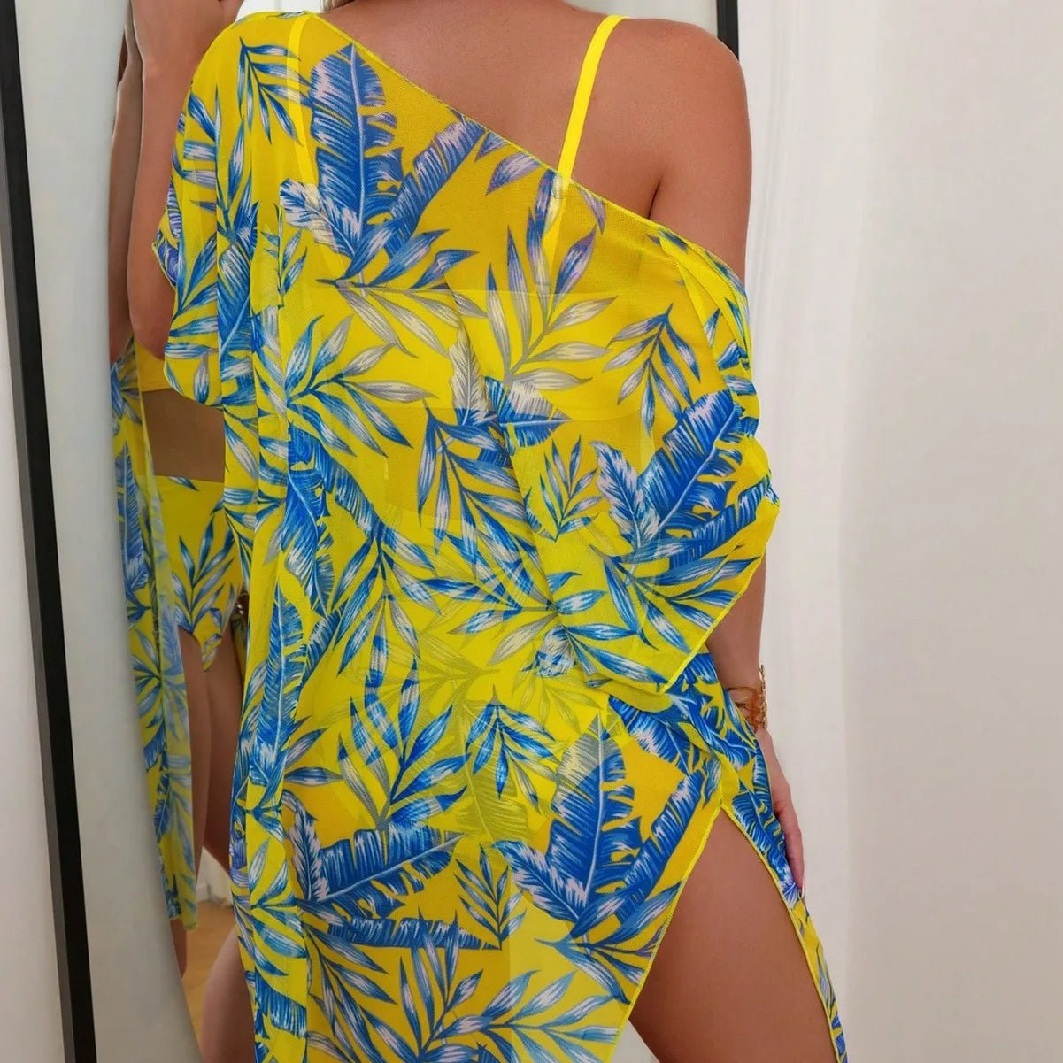 Floral Print Three Pieces Bikini Set Cover Up Women Swimsuit Print Long Sleeve Swimwear Biquini Bathing Suit 2025 Summer - Nouti.market