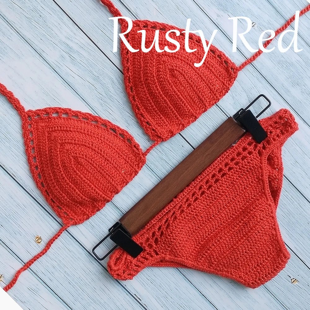 Have Lining Chest Pad Micro Bikini Set Women Crochet Sexy Swimsuit Solid Bikini Backless Swimwear Low Waist Bathing Suit Female - Nouti.market