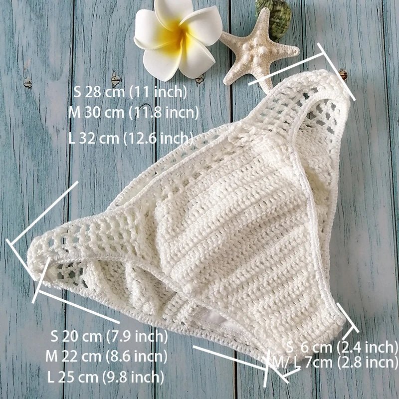 Have Lining Chest Pad Micro Bikini Set Women Crochet Sexy Swimsuit Solid Bikini Backless Swimwear Low Waist Bathing Suit Female - Nouti.market