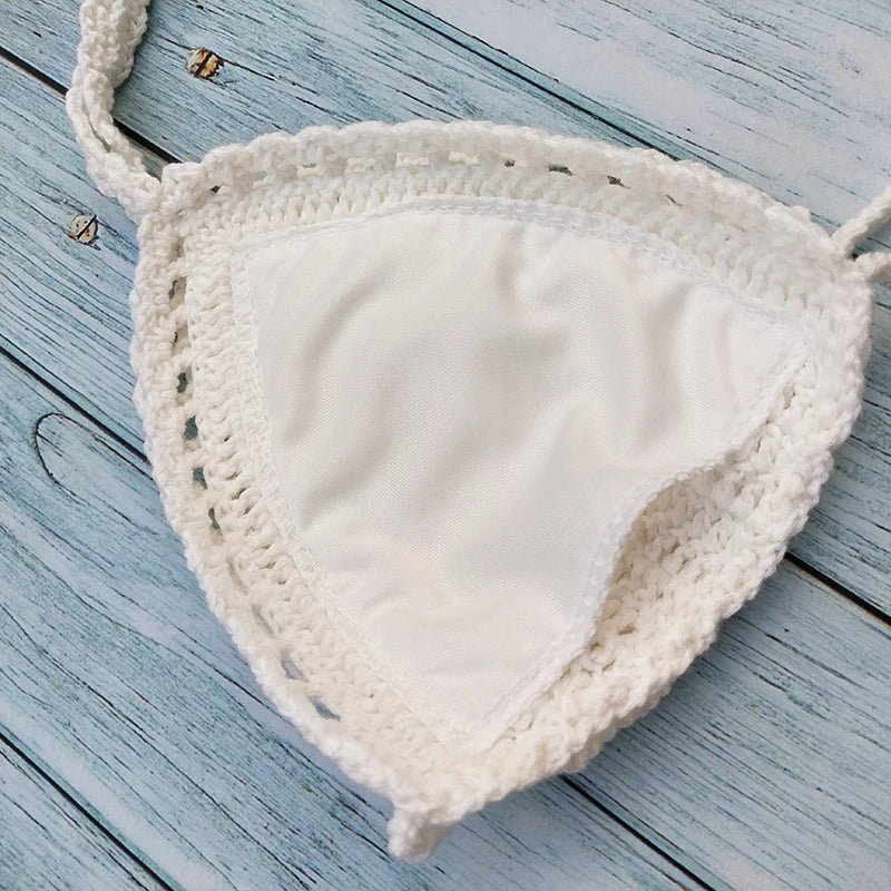 Have Lining Chest Pad Micro Bikini Set Women Crochet Sexy Swimsuit Solid Bikini Backless Swimwear Low Waist Bathing Suit Female - Nouti.market