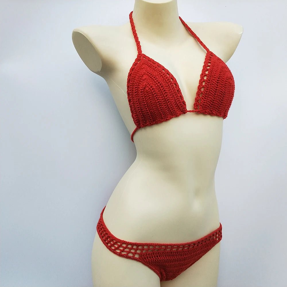 Have Lining Chest Pad Micro Bikini Set Women Crochet Sexy Swimsuit Solid Bikini Backless Swimwear Low Waist Bathing Suit Female - Nouti.market