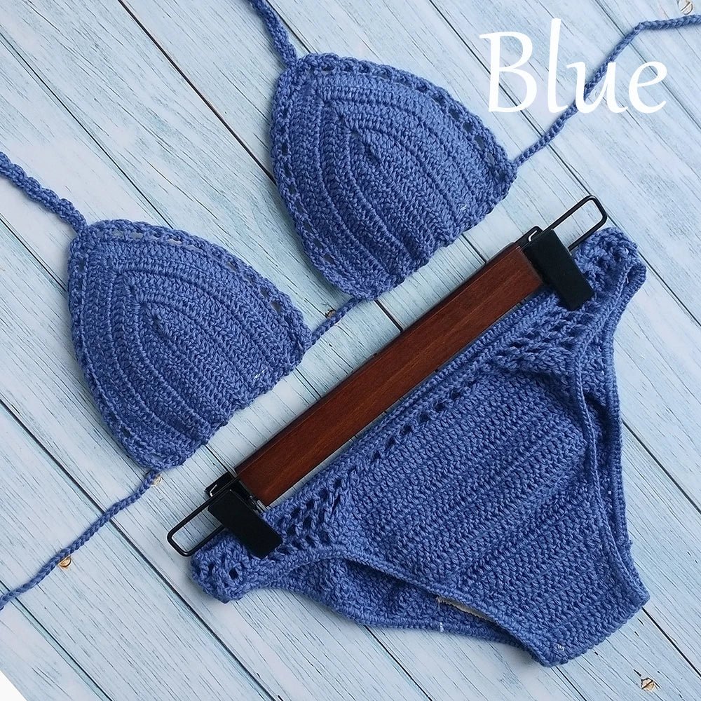 Have Lining Chest Pad Micro Bikini Set Women Crochet Sexy Swimsuit Solid Bikini Backless Swimwear Low Waist Bathing Suit Female - Nouti.market