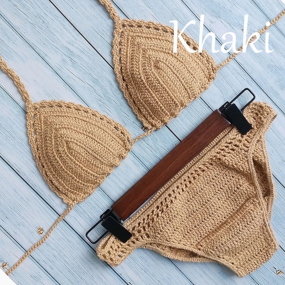 Have Lining Chest Pad Micro Bikini Set Women Crochet Sexy Swimsuit Solid Bikini Backless Swimwear Low Waist Bathing Suit Female - Nouti.market