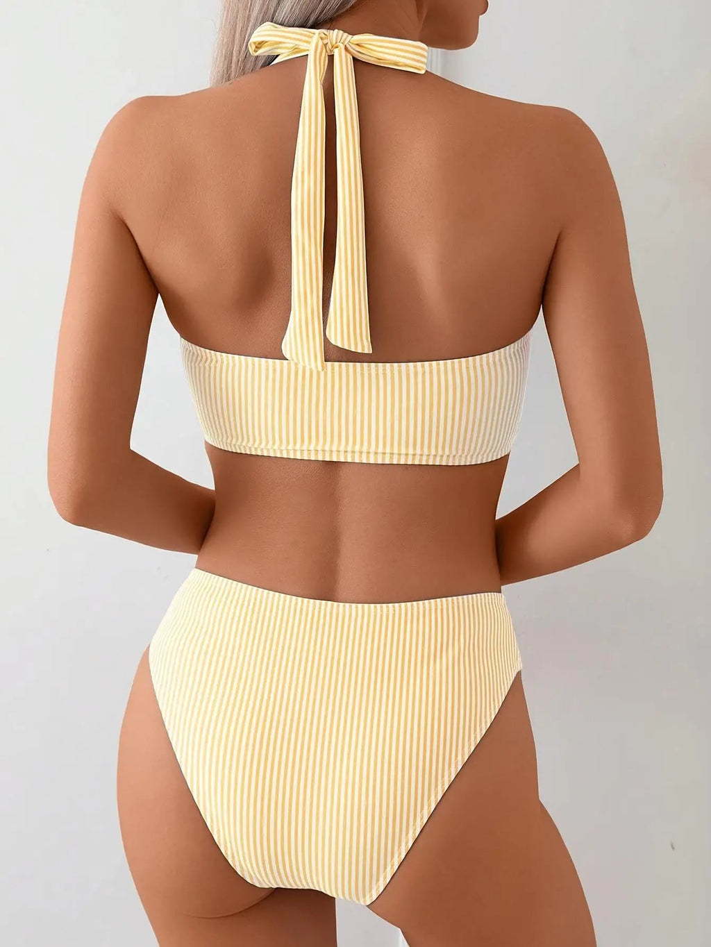 NauticalStriped Bikini Seductive Fashionable Beachwear Bikini Triangle Two - Piece Tie - Back Bikini Euro American Chic Swimsuit - Nouti.market