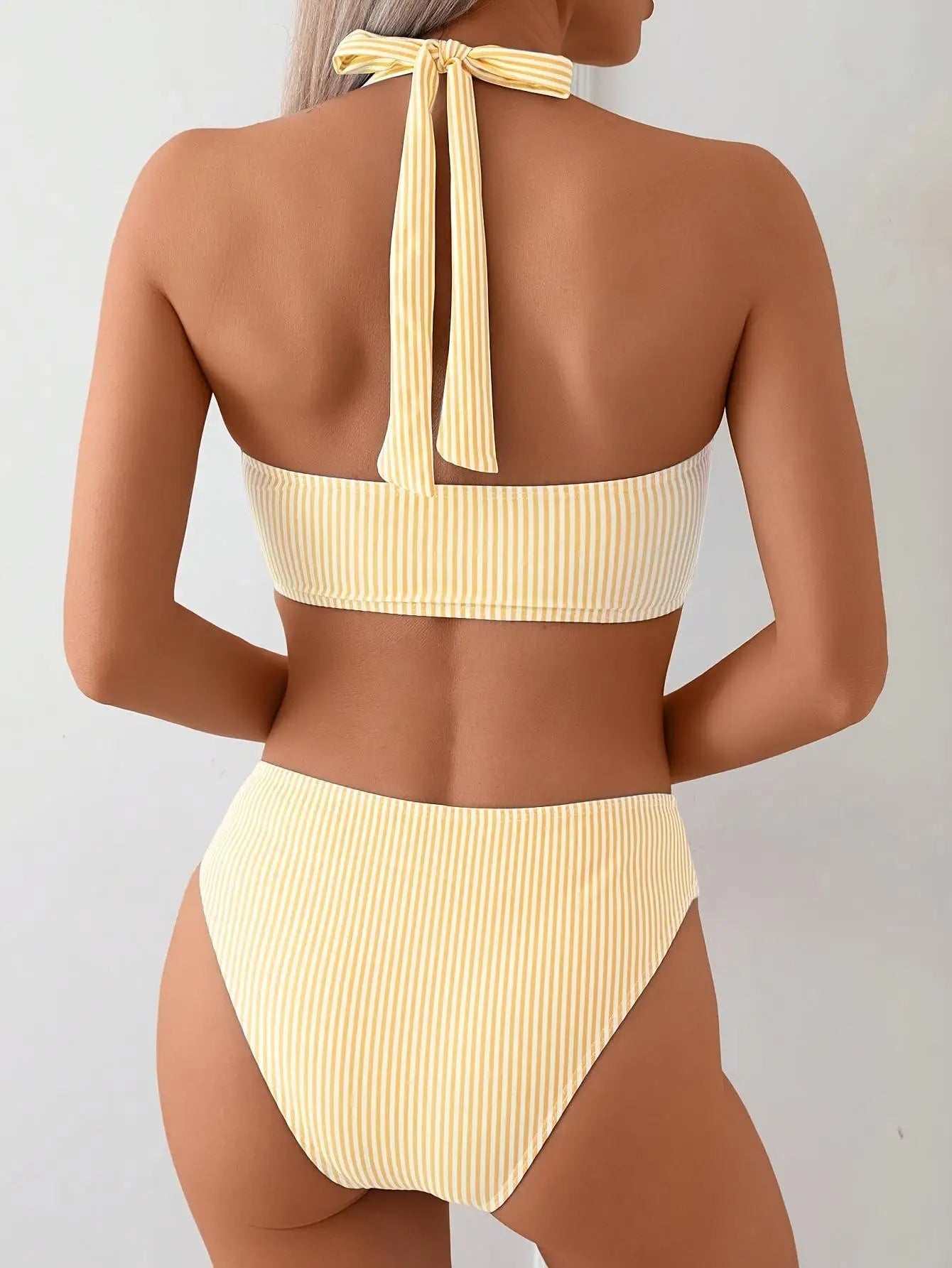 NauticalStriped Bikini Seductive Fashionable Beachwear Bikini Triangle Two - Piece Tie - Back Bikini Euro American Chic Swimsuit - Nouti.market