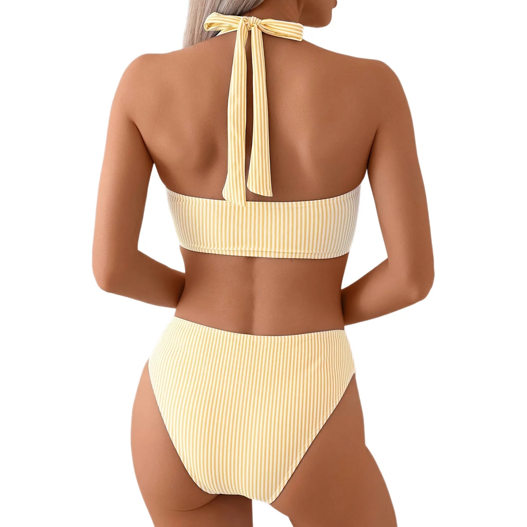 NauticalStriped Bikini Seductive Fashionable Beachwear Bikini Triangle Two - Piece Tie - Back Bikini Euro American Chic Swimsuit - Nouti.market