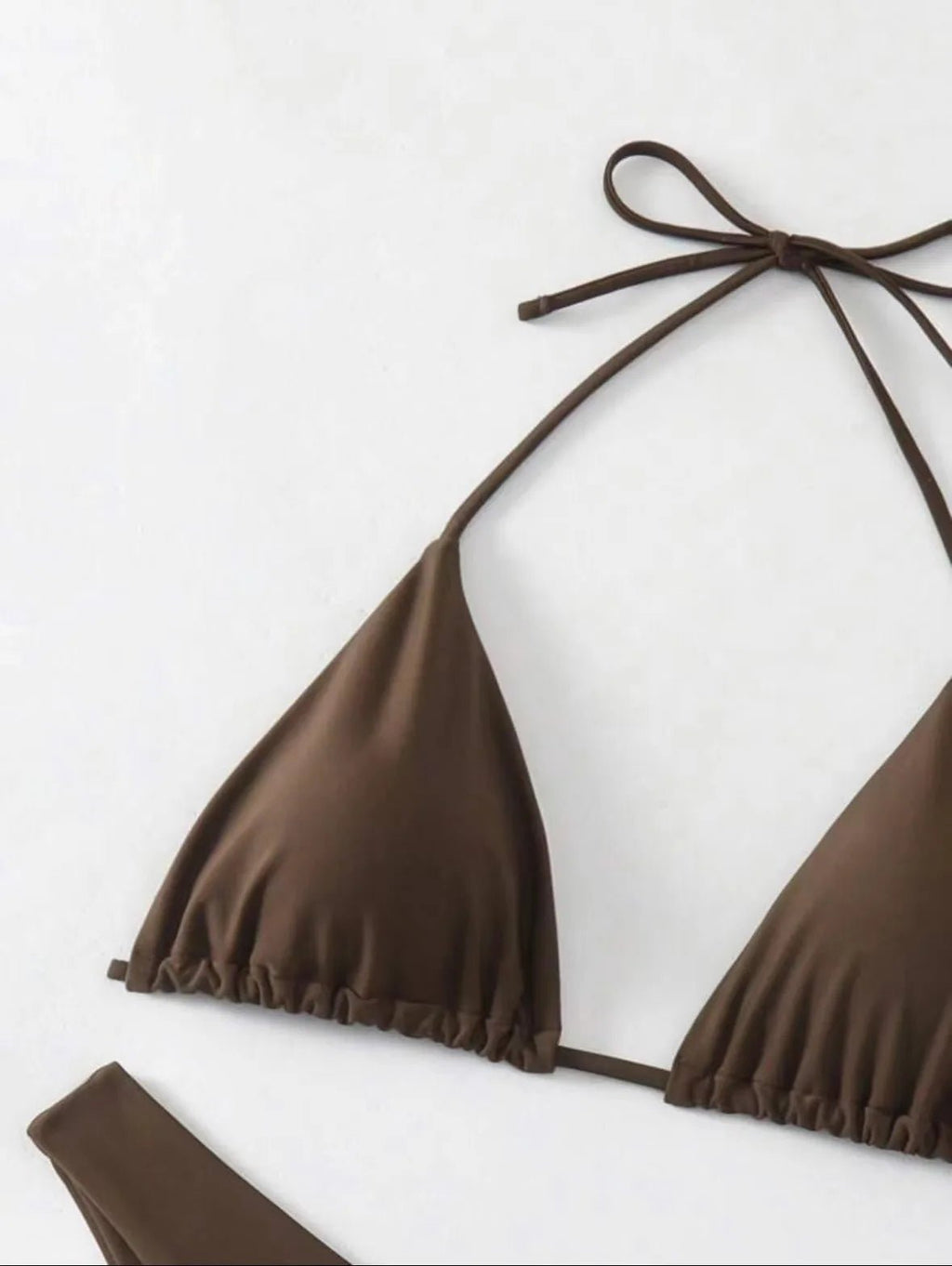 New Halter Bikini Women Solid Color Two - Piece Set Sexy Split Swimsuit Yellow Red Black Coffee White Pink Lace Up Bathing Suit - Nouti.market